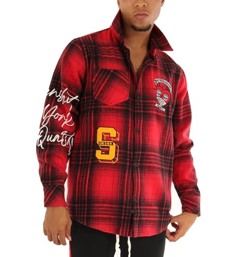 Image of SCREENSHOT Shacket 3202 Mens Casual Plaid Flannel Shacket Shirt Jacket Button Down Long Sleeve