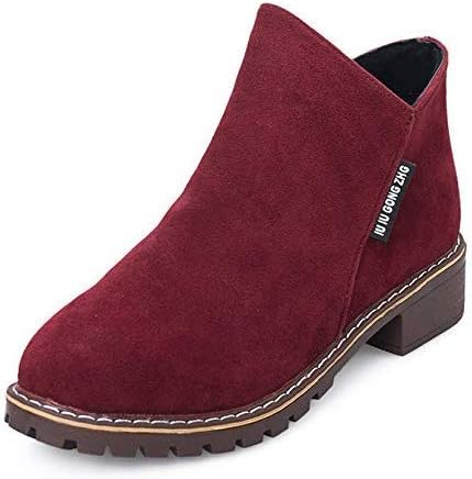 Amazon ミラココ ショートブーツ レディース ローヒール スエード かわいい あったか 婦人 靴 ヒール 低め 防寒 秋 冬 ショート 丈 ブーツ ファスナー 黒 茶 緑 赤 カーキ カジュアル 4cm おしゃれ かっこいい 防水 防滑 シューズ