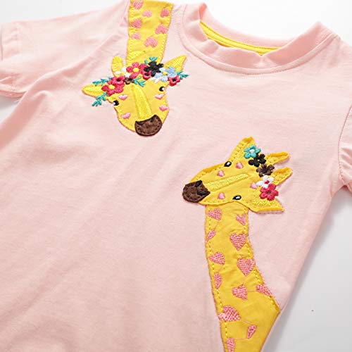 Image of Toddler Girls T-Shirt Short Sleeve Shirt Unicorn Bunny Print Cute Summer Tops Tees Dinosaur Graphic