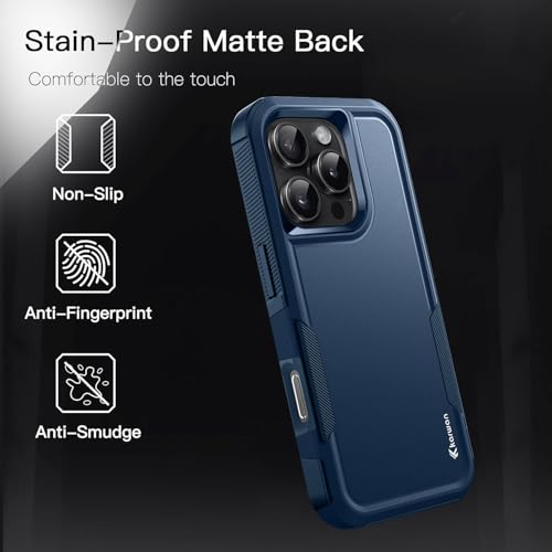 Image of KARWAN Shockproof Back Case Cover Compatible with iPhone 16 Pro Max, Heavy Duty Case with 360 Degree Camera Protection, Dual Layer Rugged Bumper Protection Cover with Matte Finish (Blue)
