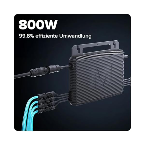 SUNNIVA 920W Balkonkraftwerk BIFAZIAL FULLBLACK komplett Steckdose MARSTEK 800 Watt Wechselrichter, PV Solaranlage Komplettset, 2x460W N-Type Glas-Glas Bifacial Solarmodule, 5m Kabel, 4x1m Solarkabel – Bild 5