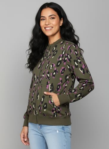 Image of Alan Jones Clothing Women's Printed Zipper Cotton Sweatshirt