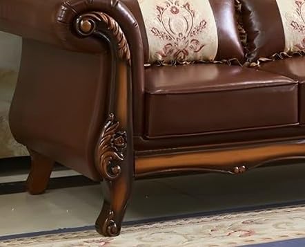 Image of Royal Carved Wooden Sofa Set | 3+1+1 Seater | Antique with Button Tufted Velvet Upholstery | Victorian Style Living Room Furniture Tufted Sofa Set Grey 3-Piece (Design 3)