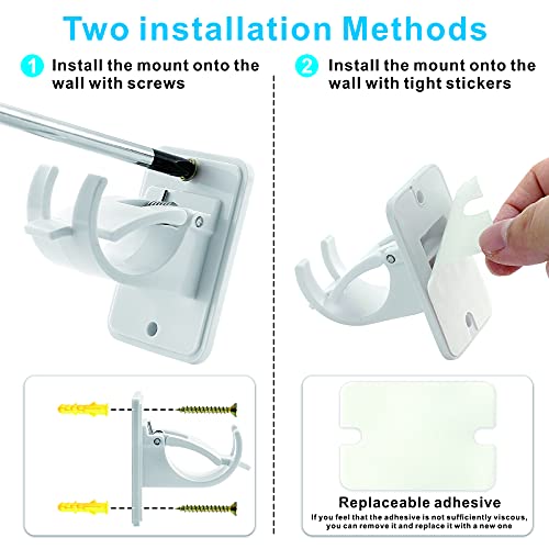 2 Pcs/4 Pcs Wndow Hardware Rod Holders Curtain Pole Bracket,Universal Self-Adhesive Wall Mount Curtain Rod Holder For 10 To 30Mm Diameter Pole With Screws (Curtain Rod Not Included)(2Pcs) #TOP2