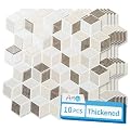 Art3d 10-Sheet Peel and Stick Backsplash Tiles, 12x12 Inch Self-Adhesive 3D Wall Tiles for Kitchen, Bathroom, Countertop - Thickened Waterproof Design (Light Brown)