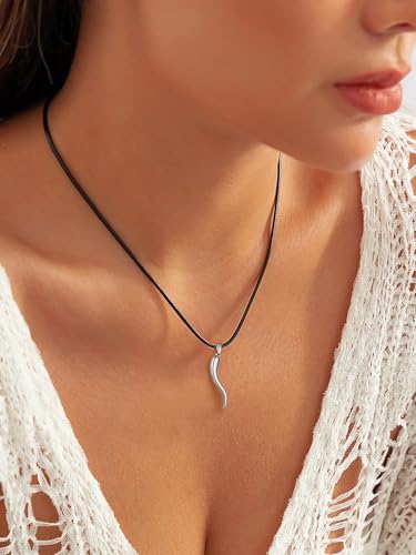 U7 Leather Necklace Cord with Customizable Stainless Steel/Black Clasp, Waterproof Black/Brown Woven Wax Rope Chain for Men Women 1.5/2/3mm, Length 16"-30"2