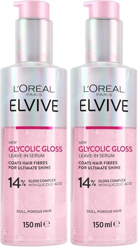 L’Oréal Paris Elvive Glycolic Gloss Leave-In Serum for Dull Hair 150ml (Pack of 2)