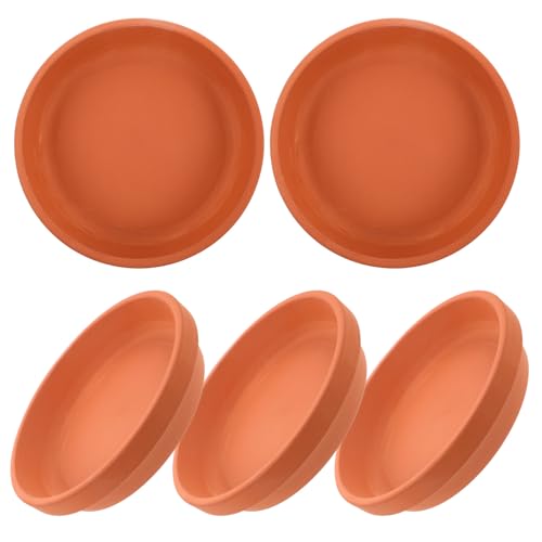 Anneome 5 Bandejas de Drenaje Redondas de Terracota para Plantas, Duraderas y Fáciles de Limpiar, Ideales para Balcones y Salas de Estar