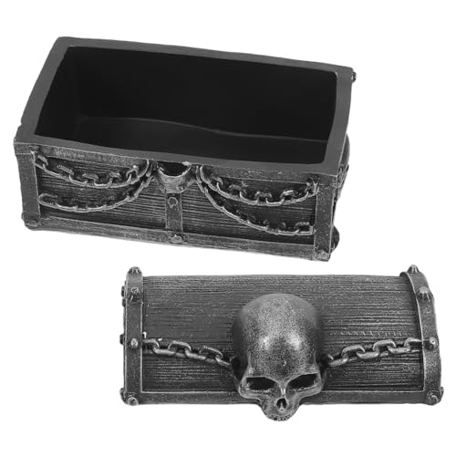 Kichvoe Pirate Skull Keepsake Box Small Treasure Chest Resin Decorative Jewelry Holder for Boys Bedroom Retro Storage Organizer for Halloween and Home Decor Unique Multifunctional
