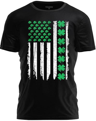 TeeUnion American Flag Shamrock Graphic Tee - St Patricks Day Vintage Irish USA Shirt