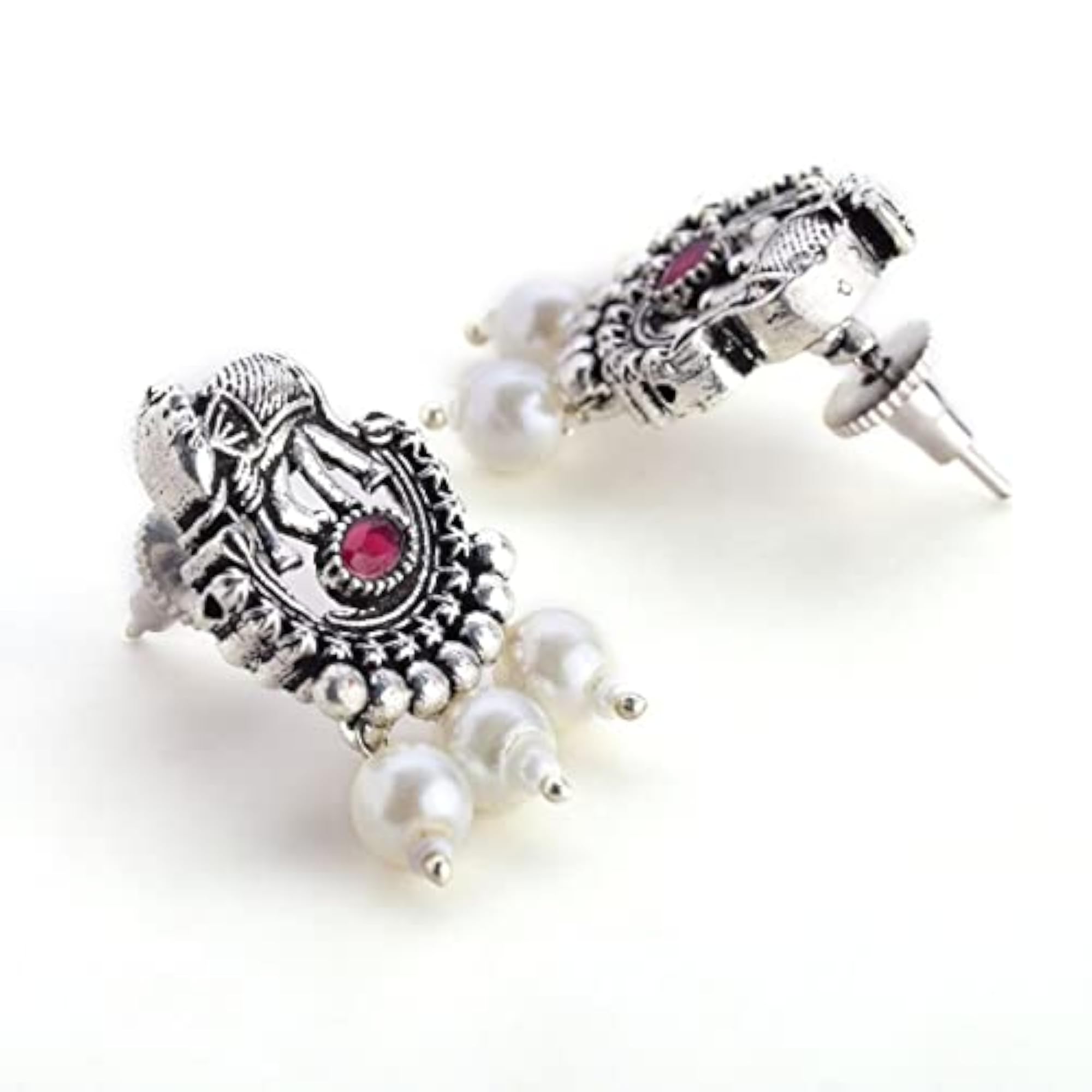 Antique Inspired Pink Stones Studded Elephant Motif Necklace Set