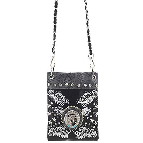 Zelris Western Horse Portrait Star Floral Women Crossbody Small Crossbody Purse2