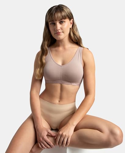 Image of Jockey ES04 Women's Wirefree Padded Super Combed Cotton Elastane Stretch Full Coverage Sleep Bra with Removable Pads and Ultrasoft Underband