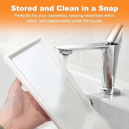 Silicone Bathroom Trays,11.7" and 7.7" Shatterproof Flexible Tray for Vanity, Kitchen Sink, Toilet Accessories (Small+Large)