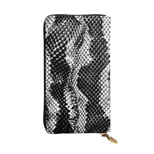 Black White Snake Skin Printed Long Wallet for Women Men Cute PU Leather Wallet with Coin Purse and Credit Card Holder
