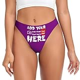 Custom Thongs for Women Add Your Text Customized Thongs with Photo Custom Sexy Funny Briefs for Women Lover Mom Wife Birthday 2 Sides Design Medium Purple