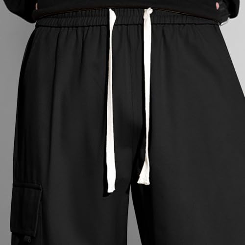 Cargo Work Pants for Men Relaxed Fit Loose Wide Leg Sweatpants with Pockets Elastic Wasit Y2K Streetwear Buttoms3