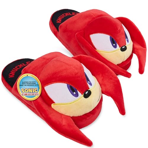 Get Trend Knuckles 3D Chaussons Enfant Garçon, Peluche Pantoufle Chauds Maison Semelle Antidérapante, Cosy Cadeau Gamer (29/30 EU, Rouge Knuckles)
