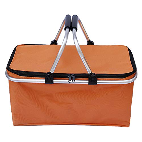 UNWSTYU Faltbarer Einkaufskorb Wäschekorb Aufbewahrungstasche Oxford Tuch Griff Picknick Orange Cover