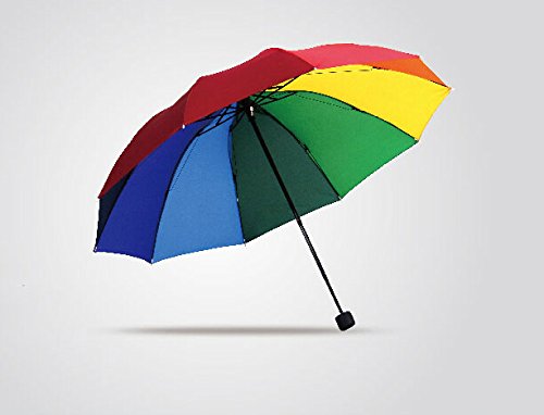 Hivel Arcobaleno Ombrello Pieghevole Antivento Sole/Pioggia Ombrello da Viaggio Rainbow