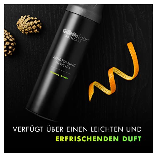 Foto von Gillette Labs Set Weißer Rasierer mit Reinigungs-Element + Rasiergel 198 ml + Feuchtigkeitscreme 100 ml, Geschenk Männer