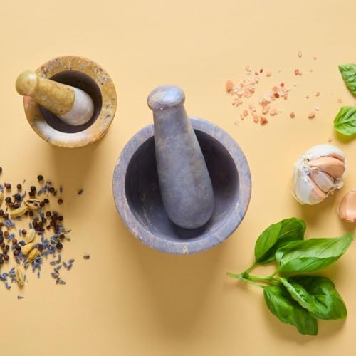 Stone Mortar and Pestle for Grinding Herbs and Spices, Made from Gray Soapstone, Small Size, 3 Inch Wide by Cook Eat Serve Craft - Image 9