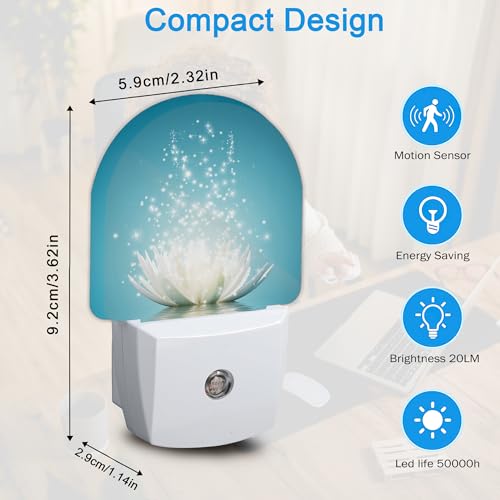 Image of Water Lotus Night Light, Night Lights Plug Into Wall Decor Home Indoor Stairway Kitchen Corridor Boys Girls Women Men Room Gifts