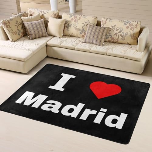 I Love Madrid Area Rug 63x48in Rugs for Living Room Indoor