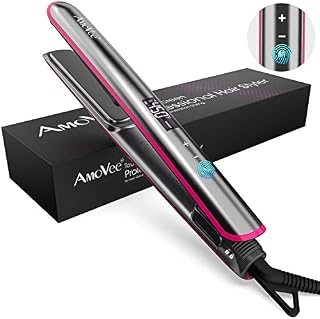 AmoVee Touchscreen Flat Iron 1 Inch Ceramic Tourmaline Hair Straightener and Curler Adjustable
