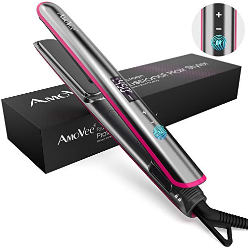 AmoVee Touchscreen Flat Iron 1 Inch Ceramic Tourmaline Hair Straightener and Curler Adjustable