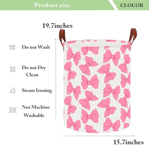 Image of CLOCOR Large Laundry Basket,Waterproof Storage Bin,Collapsible Fabric Storage Container(Pink Bowknot)