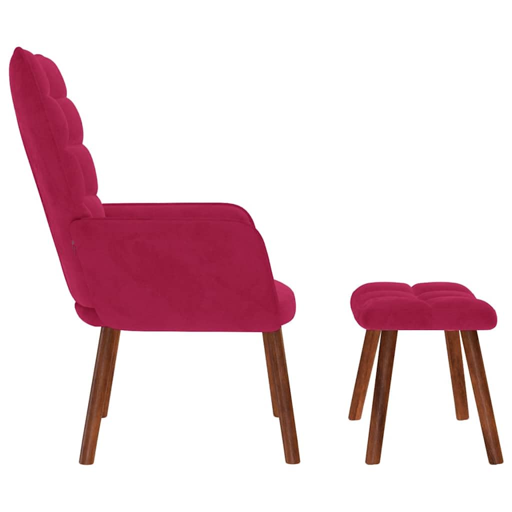 Poltrona relax con sgabello, comoda poltrona imbottita in velluto con piedini in legno, moderna poltrona con poggiapiedi, per soggiorno, camera da letto e ufficio, 61,5 x 69 x 95,5 cm