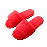 WNxiaobaozi Zapatillas De Casa Mujer Zapatillas Dulces Rojas Tobogan Planas con Zapatos De Niña De Invierno De Terciopelo,Open Toe Memory Foam House...