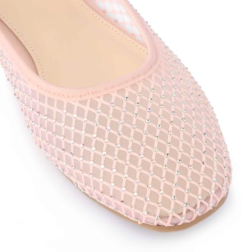 Perphy Rhinestone Breathable Mesh Ballet Flats Pumps for Women3