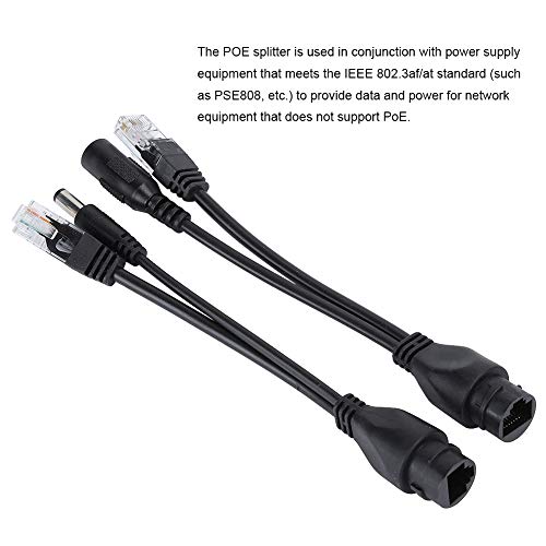 Pongnas POE Adapter Cable Splitter para dispositivos 12V compatible IEEE 802.3af y 802.3at, carcasa ABS, separación de energía y datos, instalación plug and play compatible con cámaras IP, AP y teléfonos VoIP miniatura 2