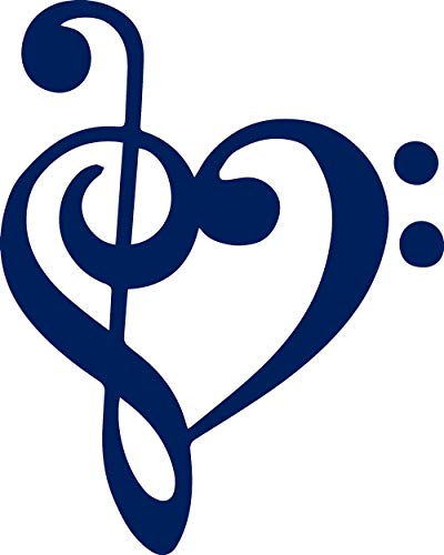 ANGDEST Treble Bass Clef Music Note Heart (Navy Blue) (Set of 2) Premium Waterproof Vinyl Decal Stickers for Laptop Phone Accessory Helmet Car Window Bumper Mug Tuber Cup Door Wall Decoration