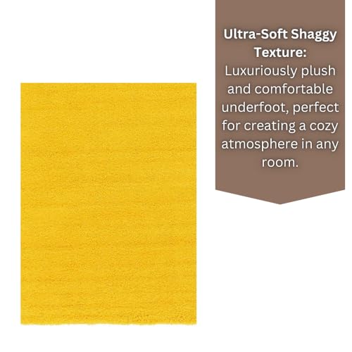 Image of Naze Modern Geometric Area Rug, Shag Texture, Multi-Colour Pattern with Extra Softness and Smooth, Silky Feel, for Living Room Carpet, Etc.clr-Yellow,1, Size 3x5 feet