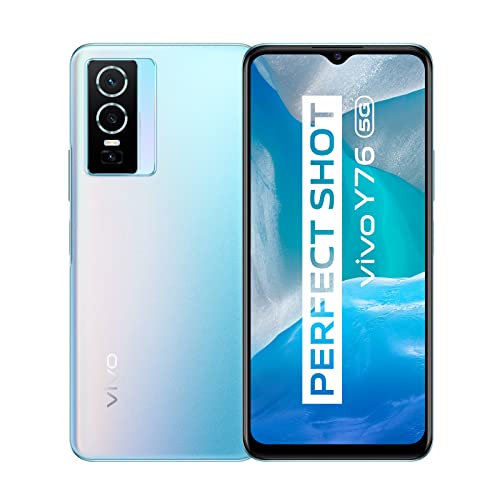 vivo Y76 契約なしスマートフォン、5G デュアル SIM カードと 4100 mAh バッテリーを備えた携帯電話、8 GB + 256 GB、Android 11、50 MP メインカメラ、44 W 高速充電