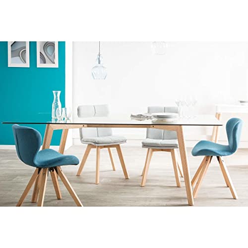 Sedia Scandinava Tessuto Naturale Gambe Legno Chiaro Set Di 2 Thea - 6