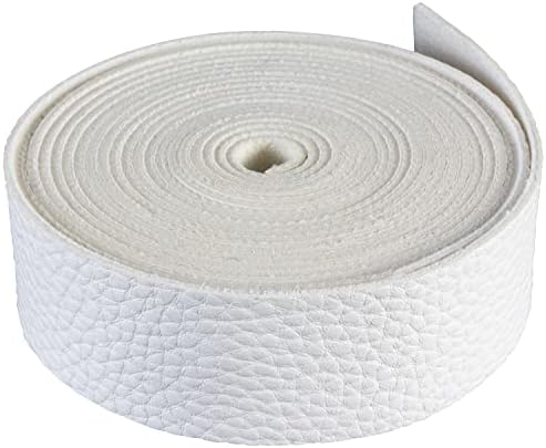 Lychee Pattern Leather Strap | 85 Inches Long | 1 Inch Wide | 1.8mm Thick | 1 Leather Strip for DIY Craft Projects, Clothing, Jewelry, Wrapping (White)