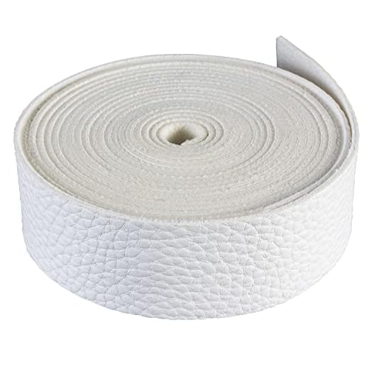 Lychee Pattern Leather Strap | 85 Inches Long | 1 Inch Wide | 1.8mm Thick | 1 Leather Strip for DIY Craft Projects, Clothing, Jewelry, Wrapping (White)