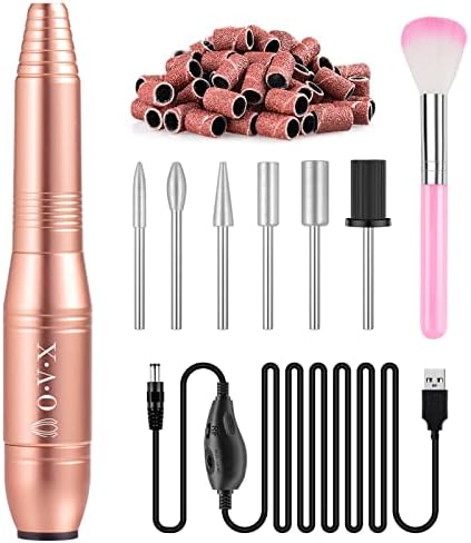 Professional Acrylic Nail Drill, USB Electric Nail Drill Machine, Portable Electrical Nail File Kit for Gel Nails and Home Salon, Manicure Pedicure Polishing Shape Tools, Gold