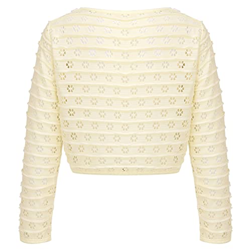 Toddler Kids Girls Lace Neck Long Sleeve Hollow Shrug Cardigan Top Casual Outdoor Party Dress Cover Up2