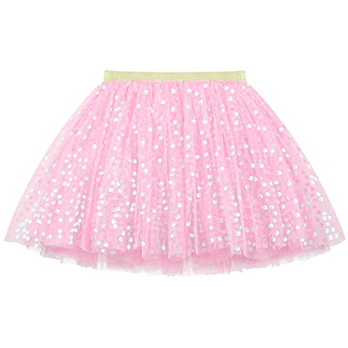 Image of KEREDA Toddler Girls Layered Tutu Skirt Sparkling Sequin Tulle Dance Skirts