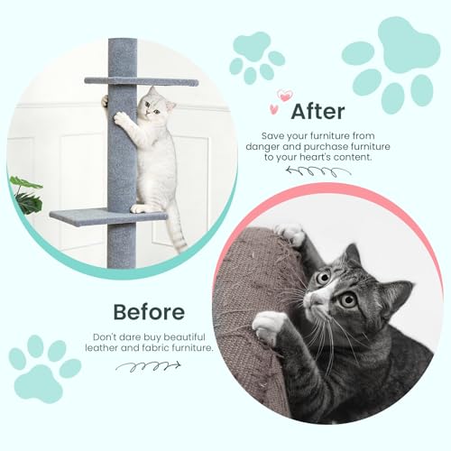 Árbol para gatos ajustable Max & Marlow 95-108 pulg gris miniatura 5