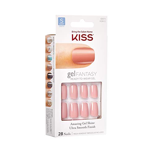 Kiss Nails Gel Fantasy Short Design Nails W/Adhesive Tabs & Glue (Kgn12-Ribbons) (1 Pack) #TOP1