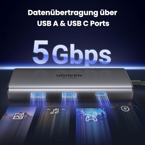 UGREEN Revodok 206 USB C Hub 2 HDMI Docking Station Dual HDMI, 3*USB Ports, PD 100W Schnellladen Kompatibel mit Surface, ThinkPad, Zenbook, MacBook Air/Pro und mehr – Bild 6