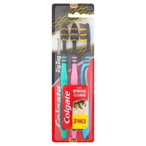 Colgate ZigZag - Spazzolino da denti medio, confezione da 3 (colori assortiti)