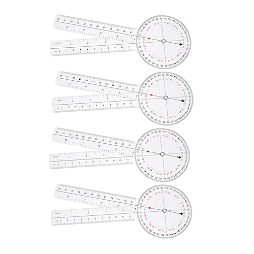 Équerre plastique transparent et goniomètre rotatif Gadpiparty avec graduation claire 4 pièces