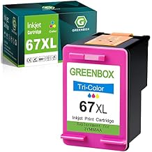GREENBOX 67XL Tri-Color High-Yield Ink Cartridge Replacement for HP 67 XL 67XL Color Ink Cartridge for DeskJet 4155e 2734e 4100e 2855e 4255e 2700 2755e 2700e Envy 6055e 6000 6455e 6400 Printer Ink 67